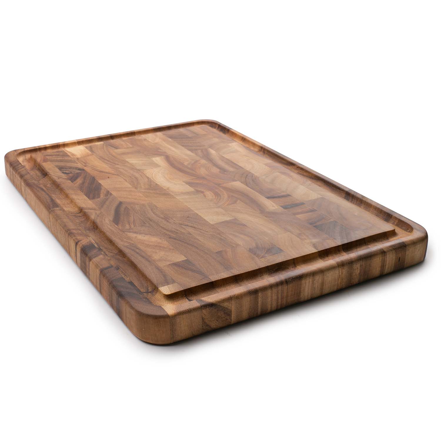 Acacia Wood Large End Grain Prep Board with Juice Channel