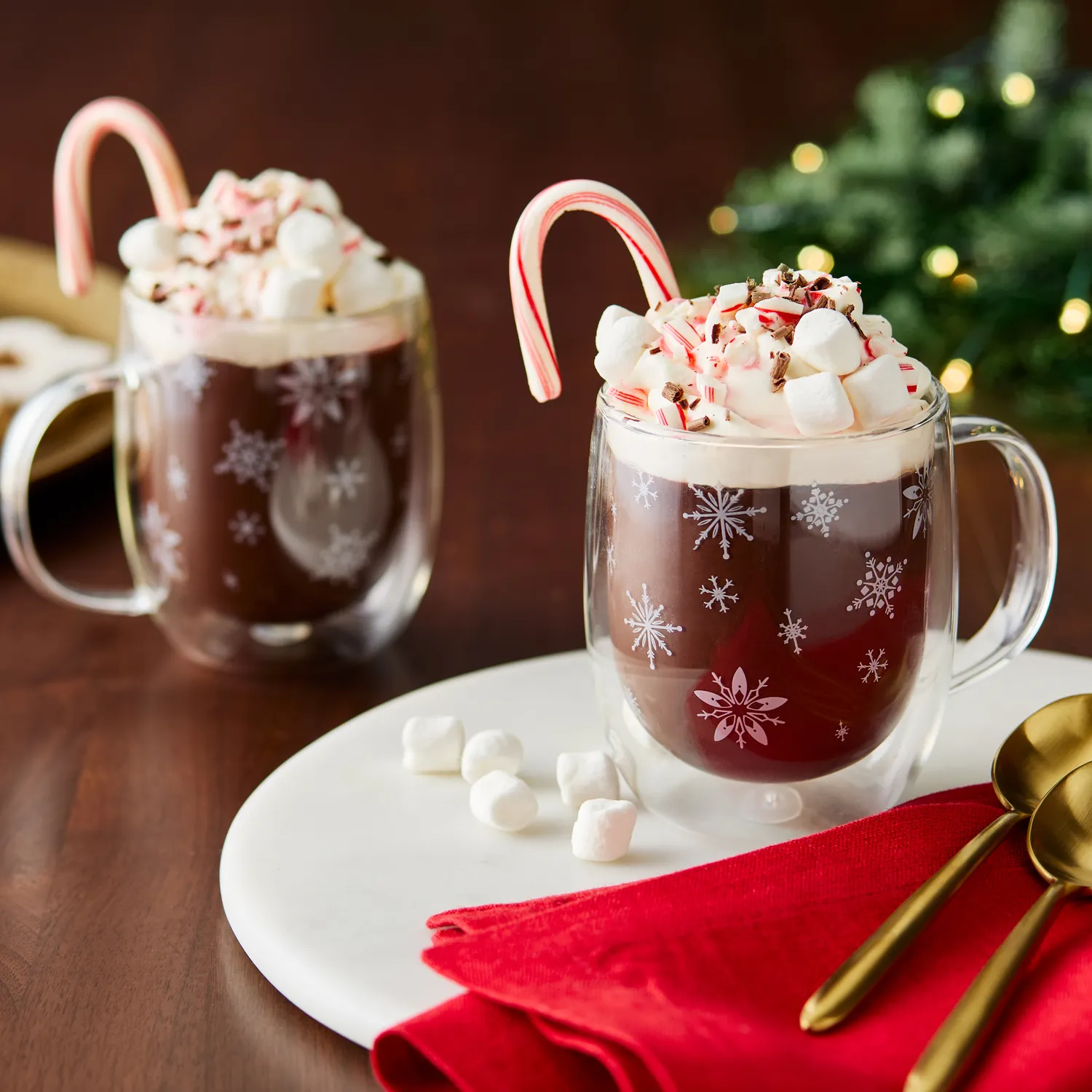 Sur La Table Double-Wall Snowflake Mugs, Set of 2