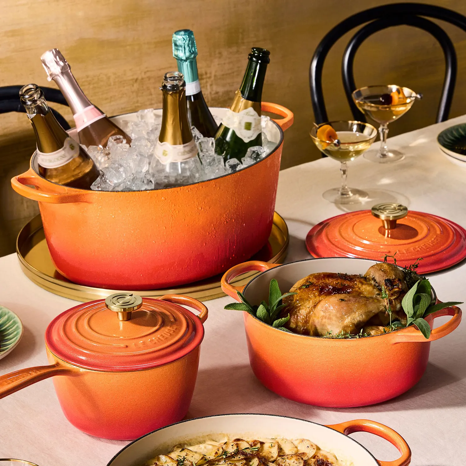 Le Creuset Signature Flamme Dorée Oval Dutch Oven, 15.5 qt.