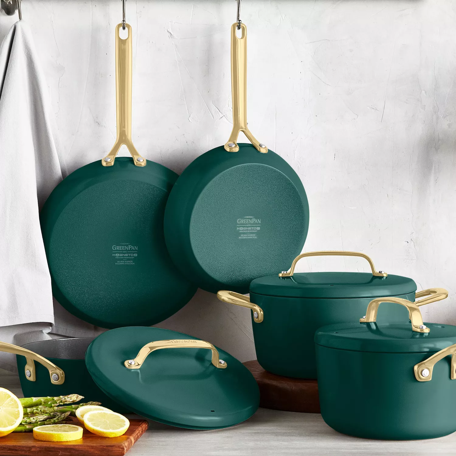 GreenPan GP5 11-Piece Cookware Set with Champagne Handles