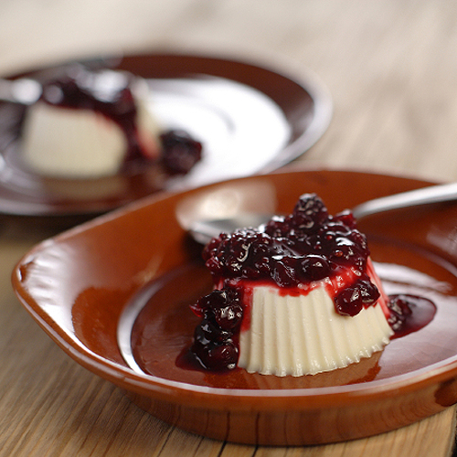 Buttermilk Panna Cotta with Plum Compote