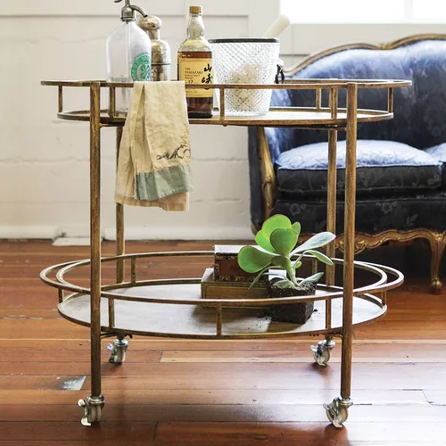 Creative Co-Op 2-Tier Bar Cart