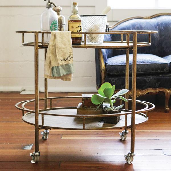 Creative Co-Op 2-Tier Bar Cart