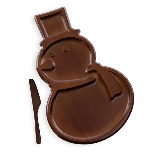 Picnic Time Reversible Snowman Sectioned Serving Tray with Knife