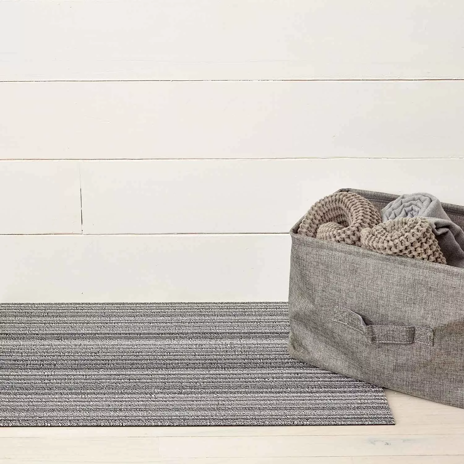 Chilewich Skinny Stripe Shag Rug, Shadow