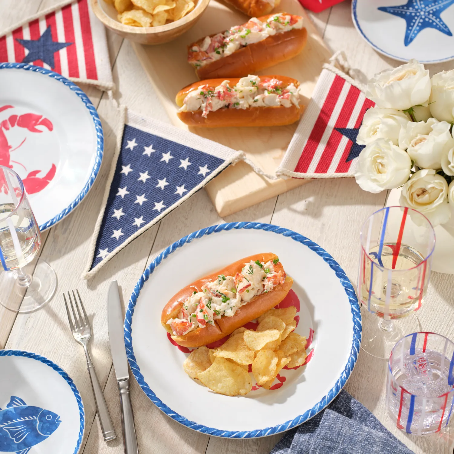 Sur La Table Red, White & Blue Stripe Wine Glass
