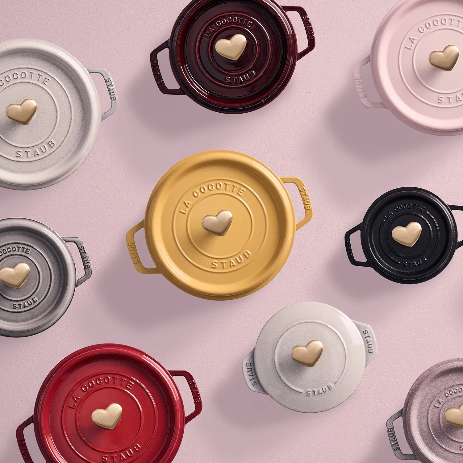 Staub Light Gold Heart Knob