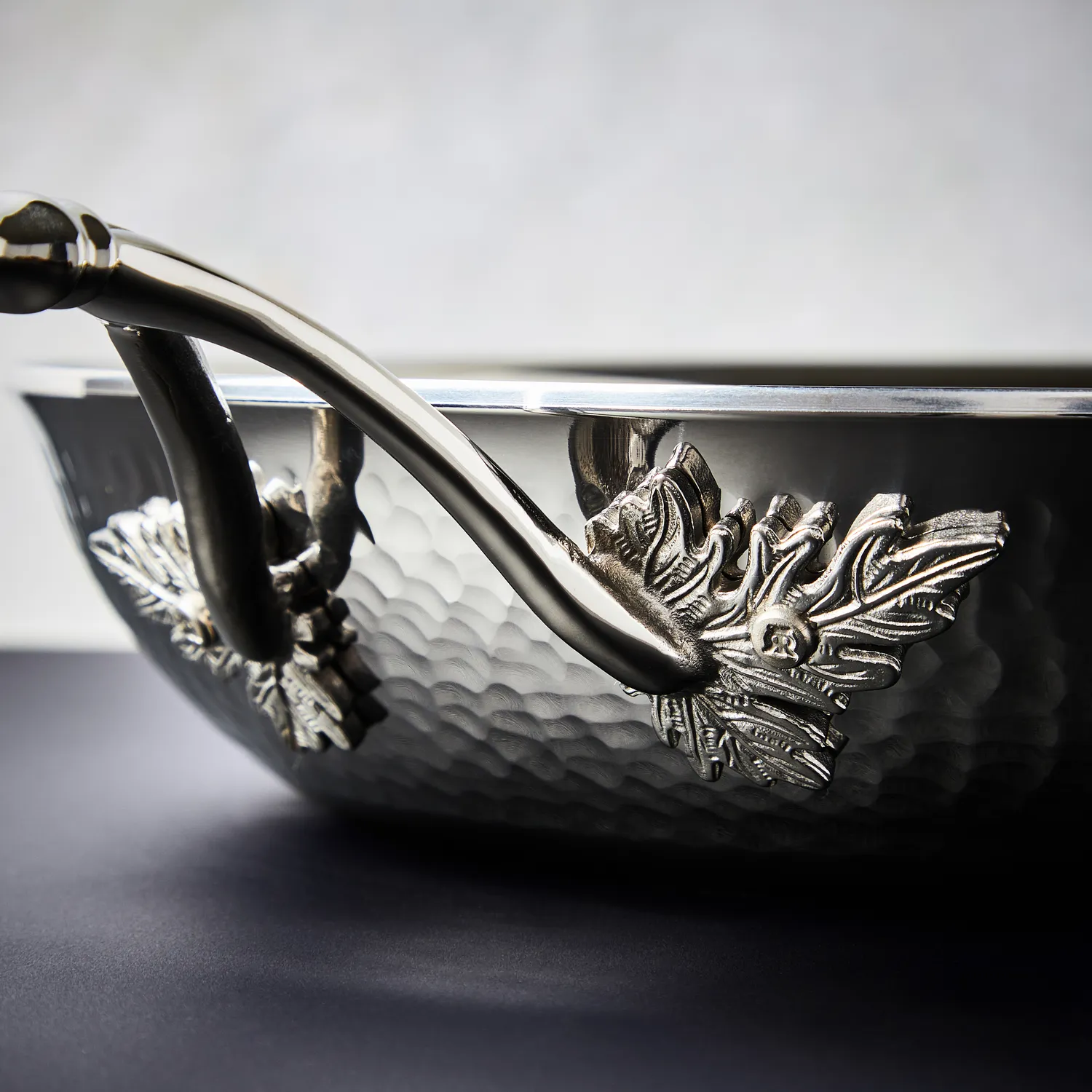 Ruffoni Opus Prima Hammered Stainless Steel Wok, 12"