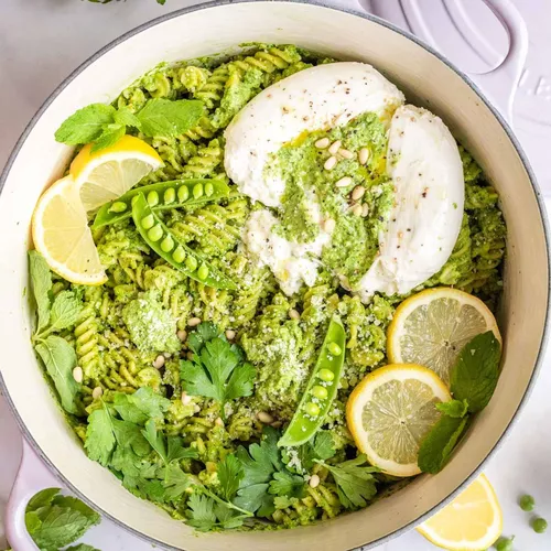 Fresh Minty Pea Pesto Pasta