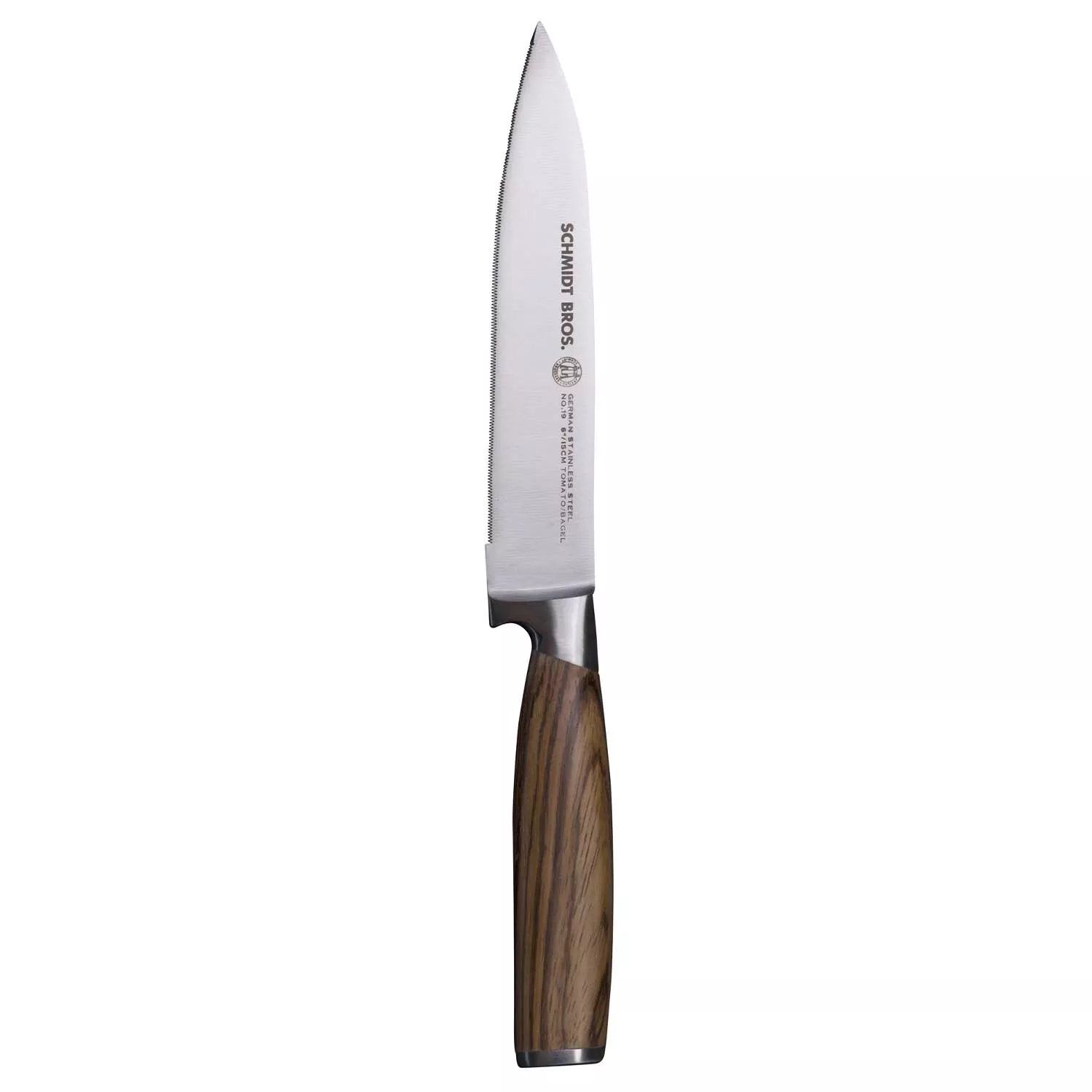 Schmidt Brothers Cutlery Zebra Wood Serrated Utility Knife, 6&#34;