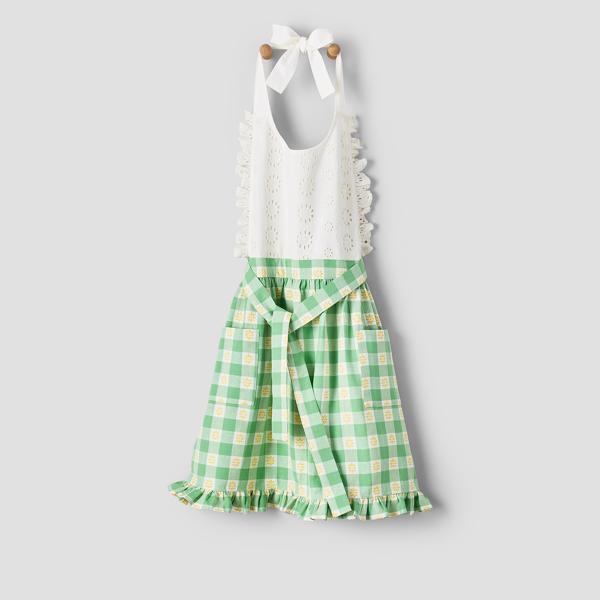 Sur La Table Floral Gingham Apron