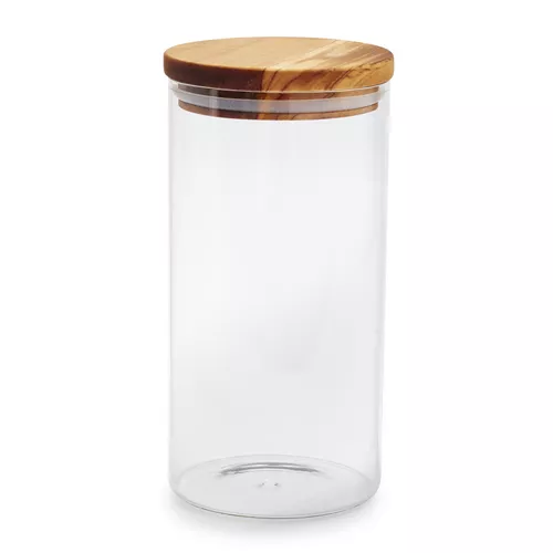 Sur La Table Glass Canister with Olivewood Lid