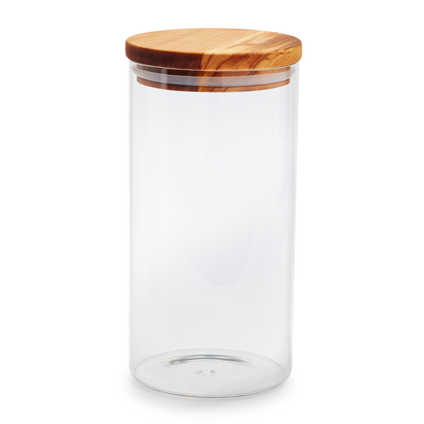 Sur La Table Glass Canister with Olivewood Lid