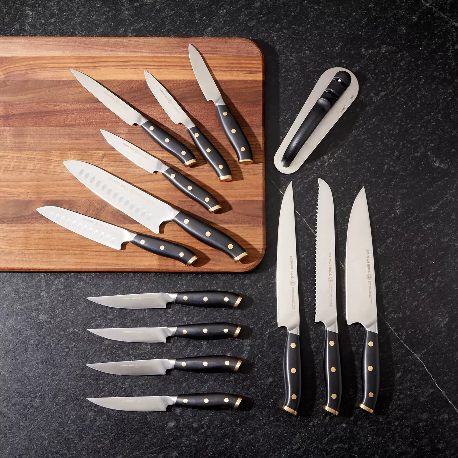 Schmidt Brothers Black & Brass 15-Piece Knife Block Set