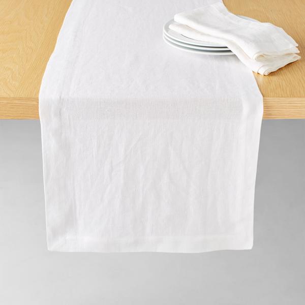 Sur La Table White Linen Table Runner, 108" x 16"