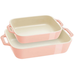 Staub Pastel Macaron Stoneware Rectangular Bakers, Set of 2 Beautiful baking dishes