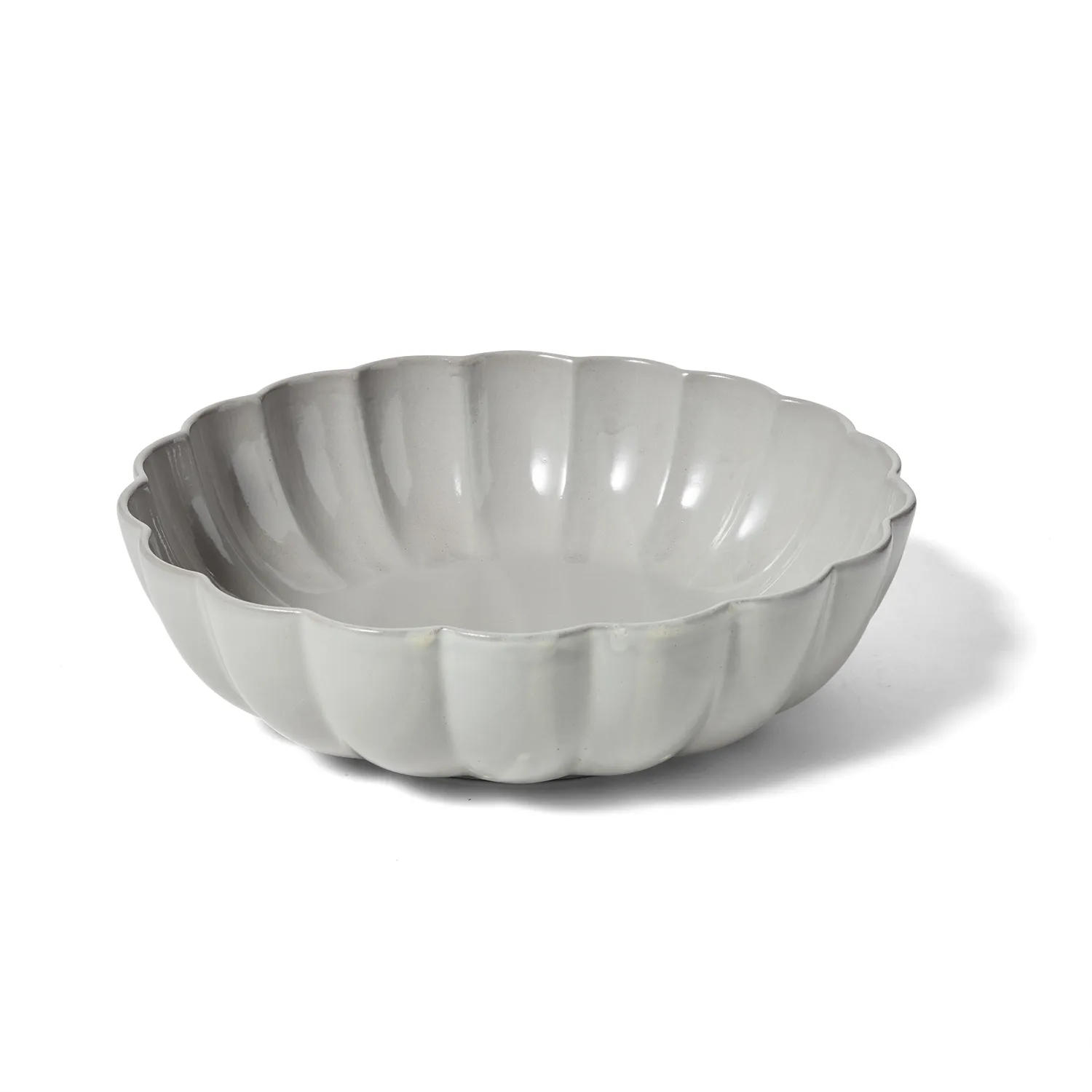 Sur La Table Grey Scalloped Reactive Glaze Serving Bowl