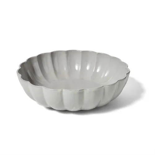 Sur La Table Grey Scalloped Reactive Glaze Serving Bowl