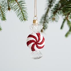 Sur La Table Peppermint Glass Ornament, 3.6"