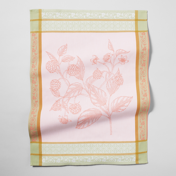Sur La Table Jacquard Raspberry Floral Towel