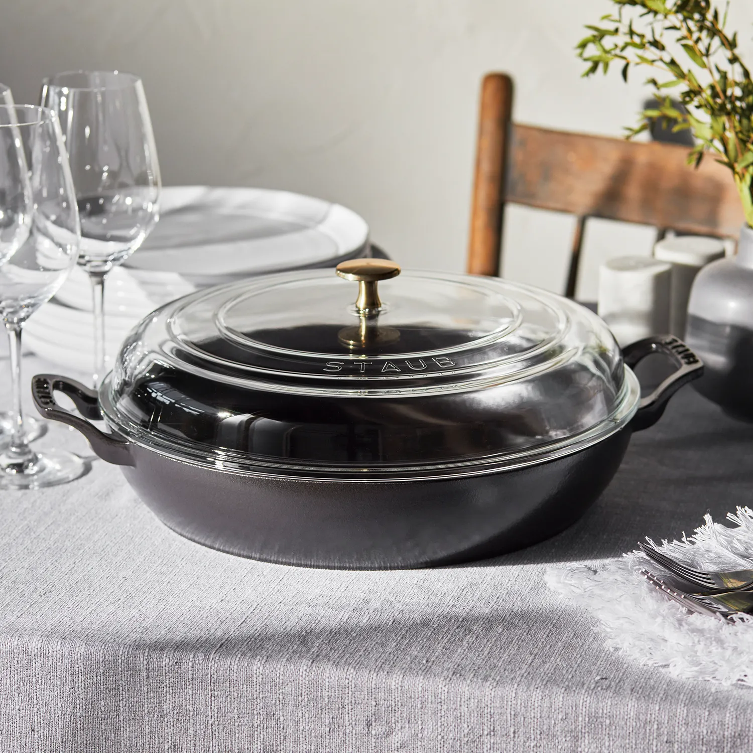 Staub Heritage All-Day Pan with Domed Glass Lid, 3.5 qt.