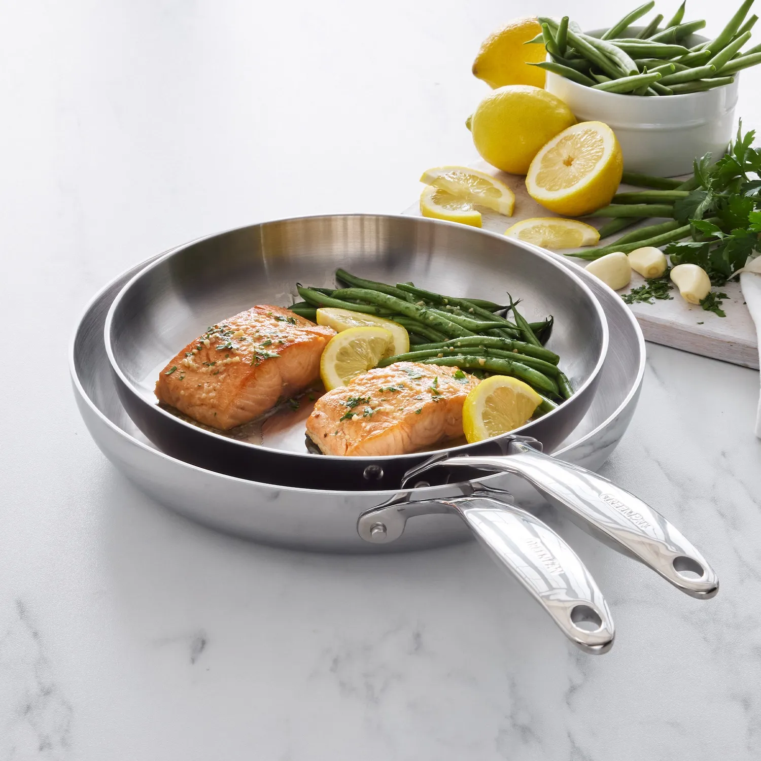 GreenPan Valencia Pro 3-Ply Stainless Steel Skillet Set, 10" & 12"