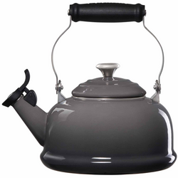 Le Creuset Classic Whistling Tea Kettle Gets the job done, not too expensive and gorgeous in my kitchen! I love this kettle and it is easy to clean as well