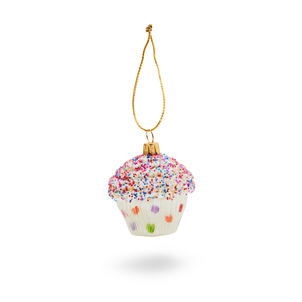 Party Cupcake Glass Ornament