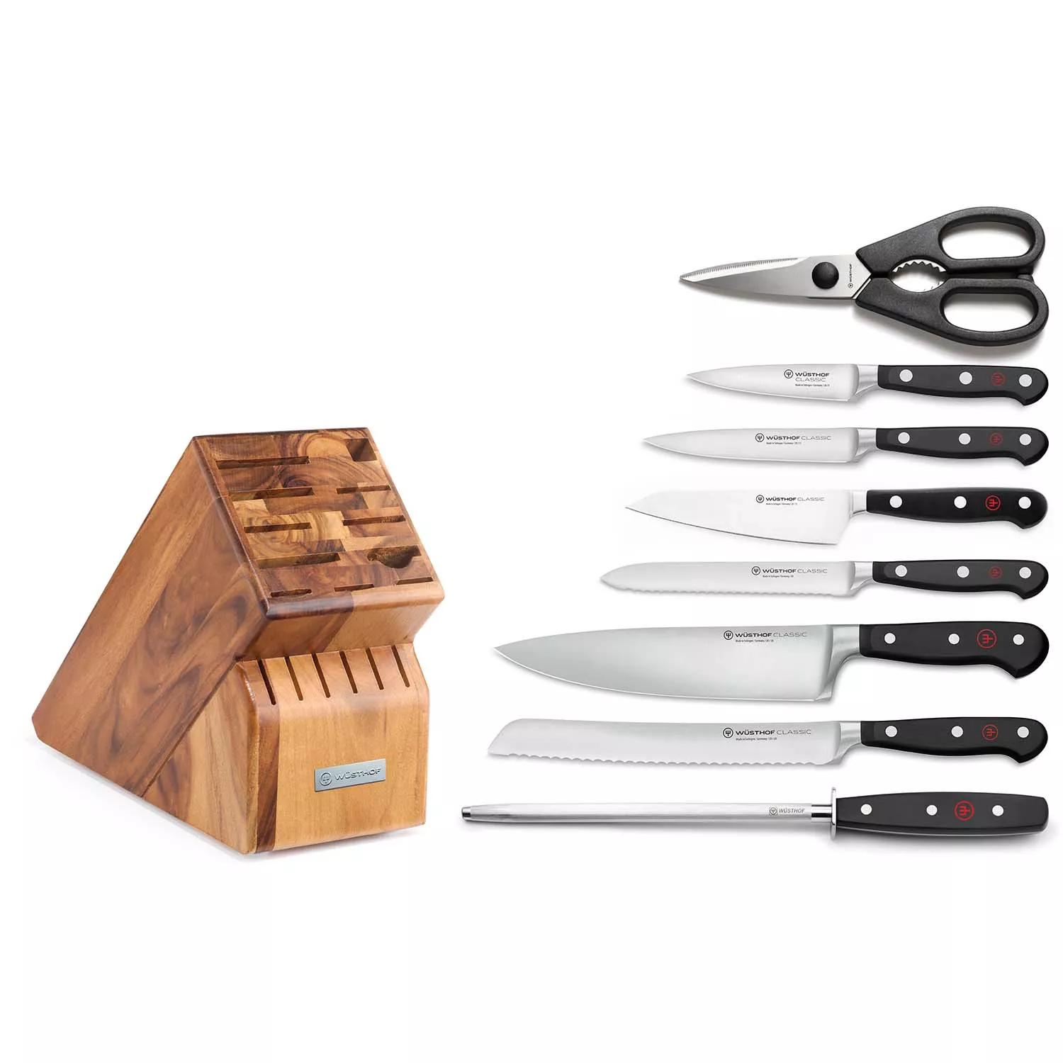 Wüsthof Classic 9-Piece Starter Knife Block Set, Acacia