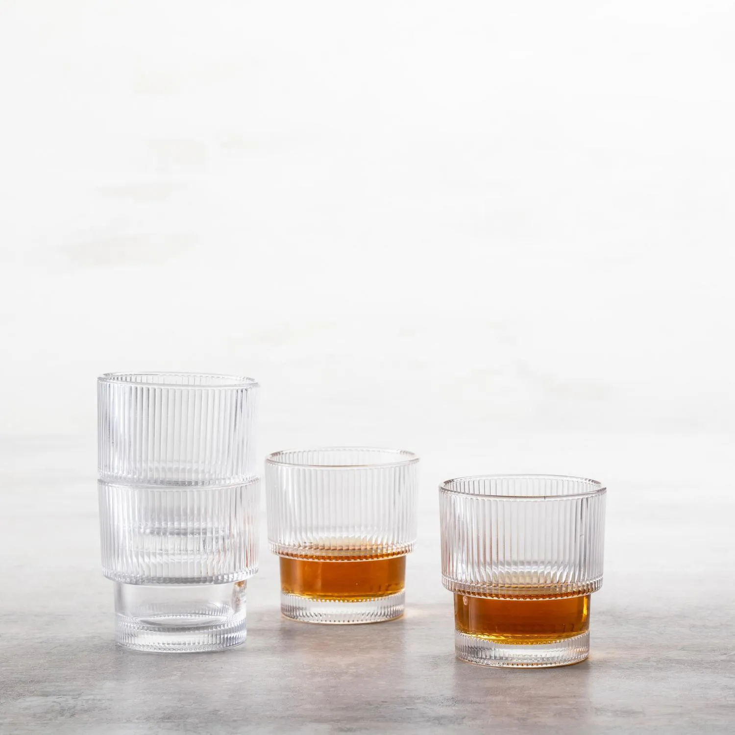 Fortessa Noho Stackable Rocks Glasses, Set of 4