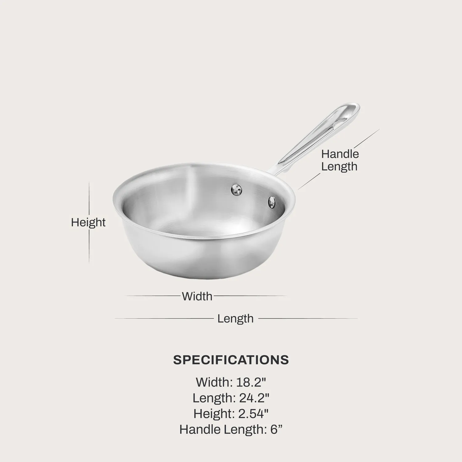 All-Clad D3 Stainless Steel 3-Ply Bonded Cookware Chef's Selection Open Saucier, 1 qt.