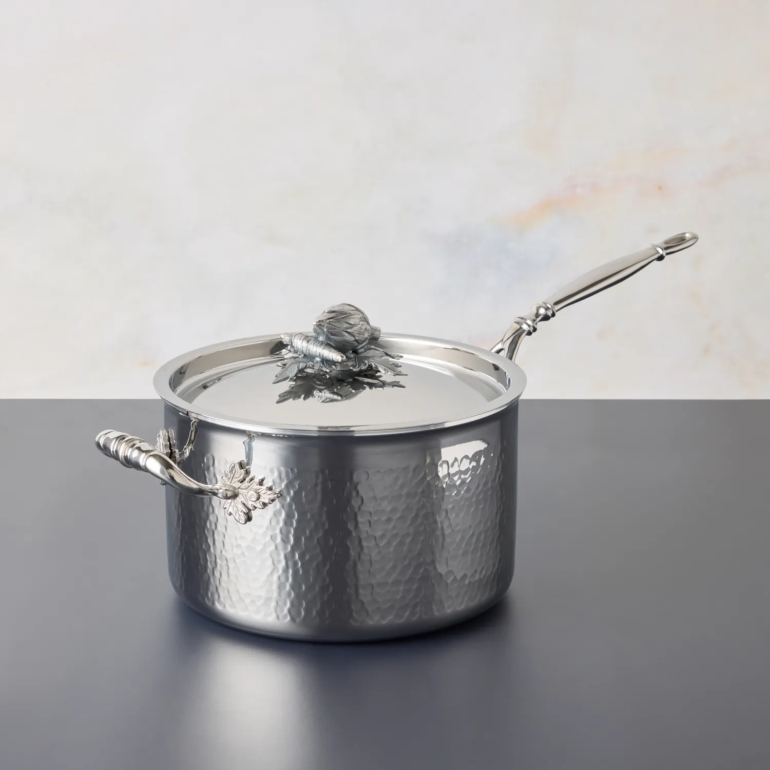 Ruffoni Opus Prima Hammered Stainless Steel Saucepan