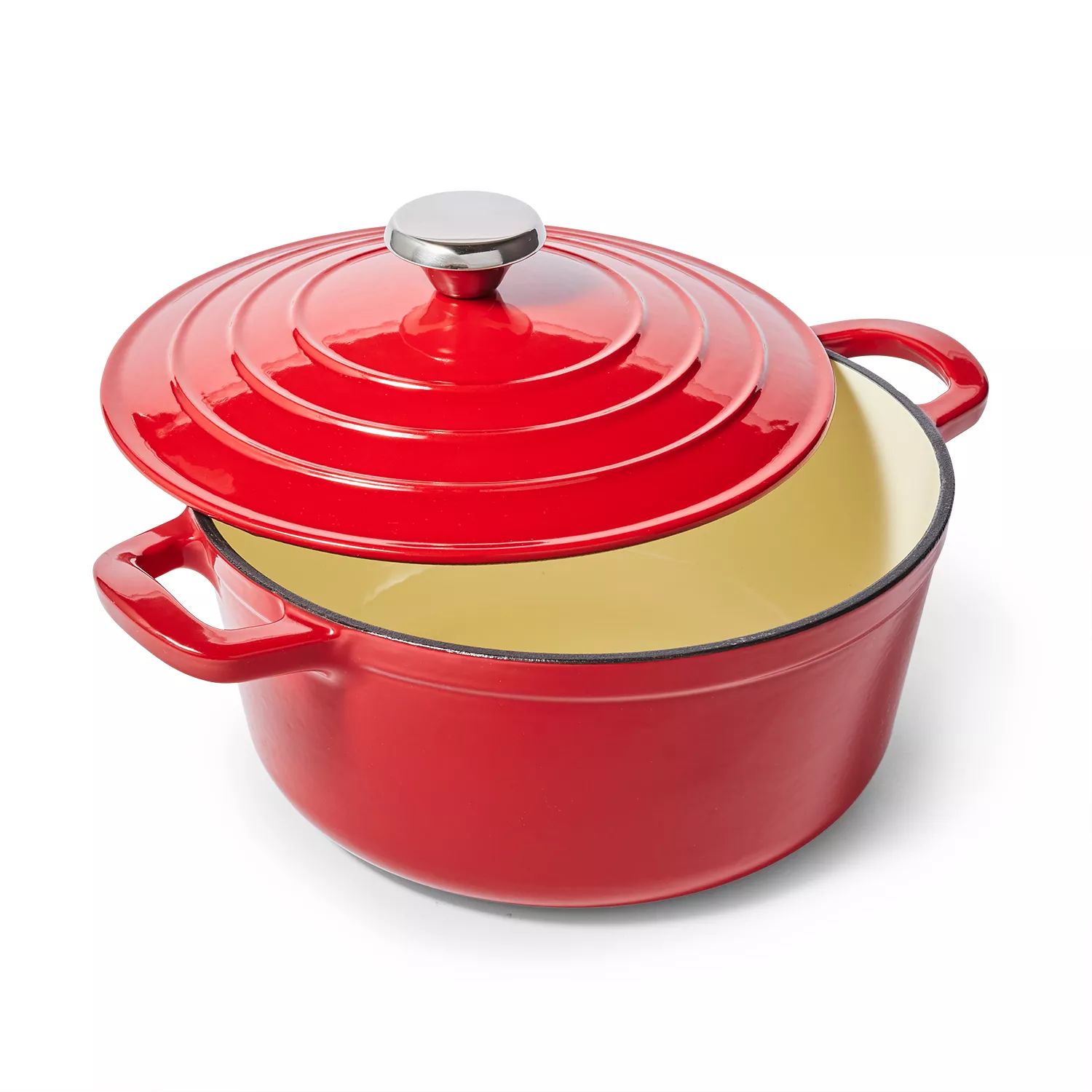 5-Quart Enameled Coated Dutch Oven with Stainless Steel Lid