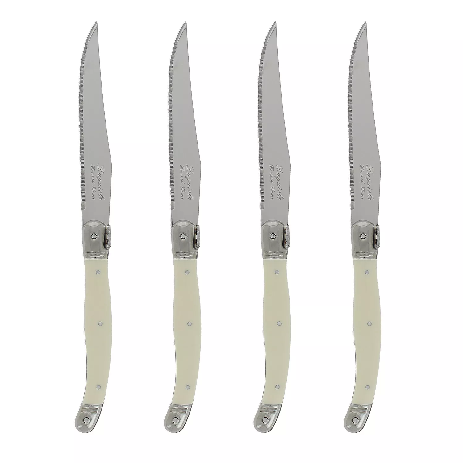 French Home Laguiole Connoisseur Steak Knives with Olive Wood Handles (Set of 4)