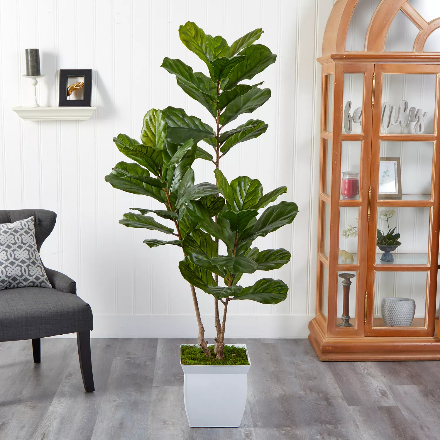  Nearly Natural UV-Resistant Fiddle Leaf Silk Tree, 5.5'