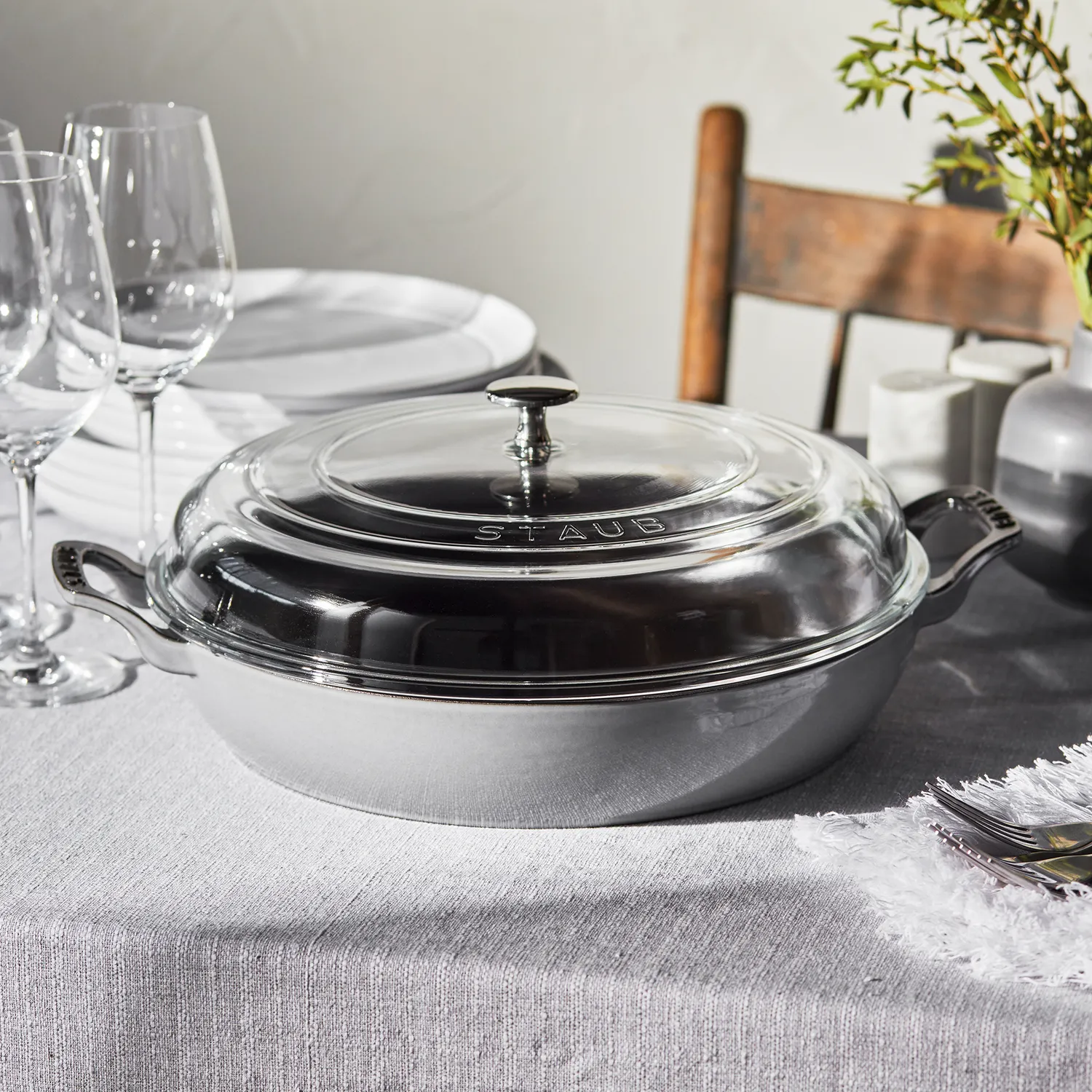 Staub Heritage All-Day Pan with Domed Glass Lid, 3.5 qt.