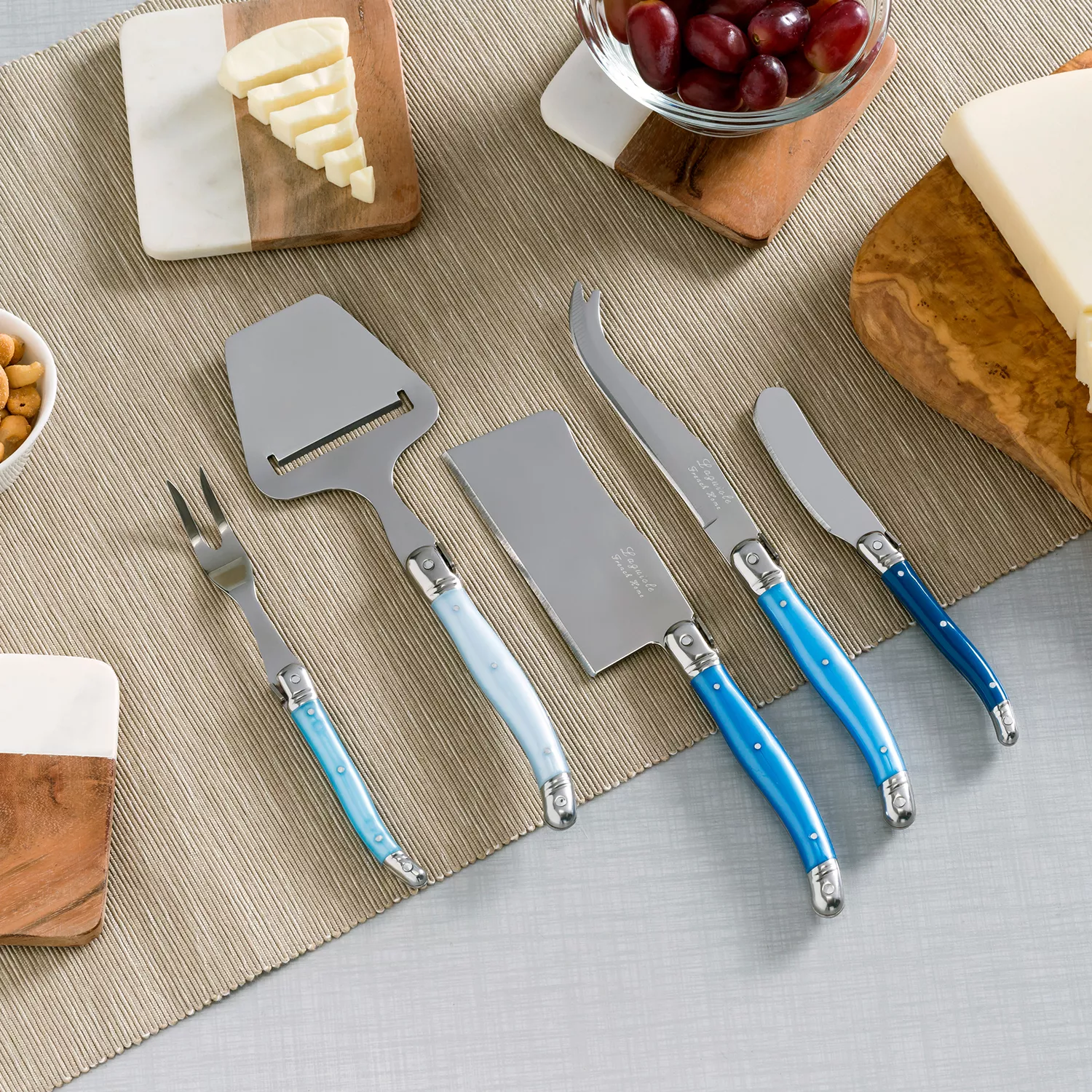 French Home 5-Piece Laguiole Cheese Knife, Fork and Slicer Set