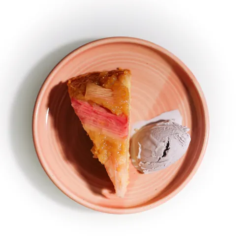 Rhubarb Cornmeal Upside-Down Cake
