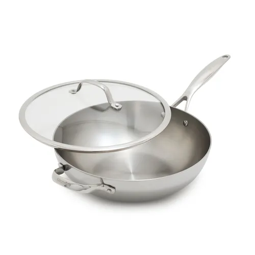 GreenPan Valencia Pro 3-Ply Stainless Steel Wok with Lid, 12" 