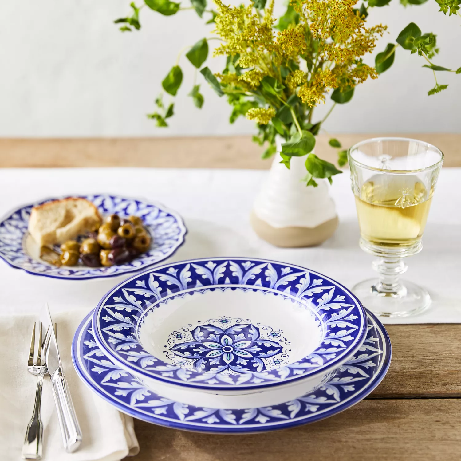 sur La Table Nova Deruta Blue Peacock Dinner Plate Blue