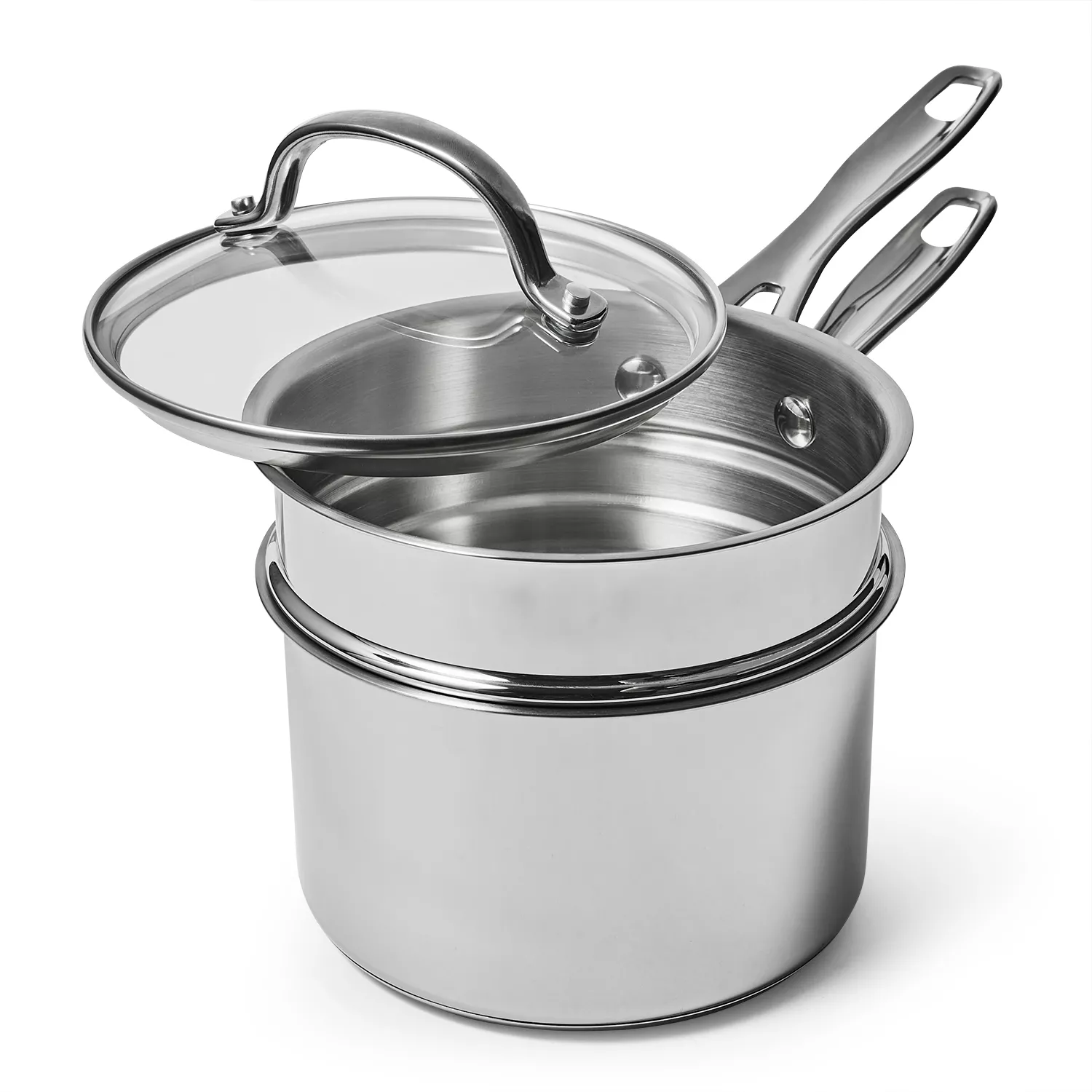 Cook N Home 2 Quarts Stainless Steel Double Boiler, Silver