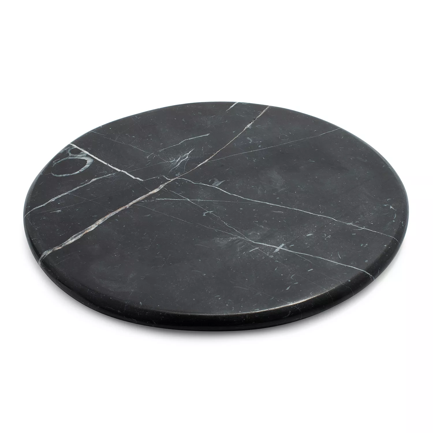 Round Marquina Marble Board, 12&#34;