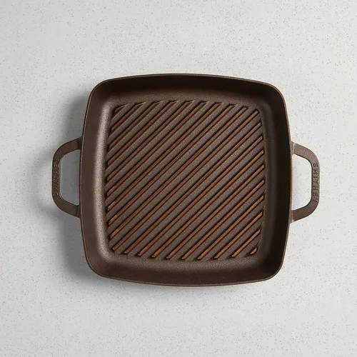 Smithey Polished Cast Iron Square Grill Pan, 12"