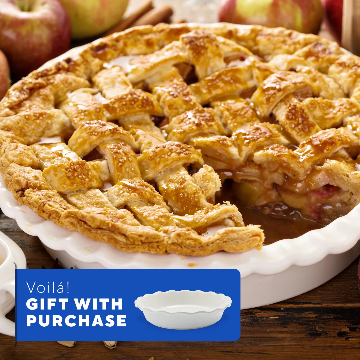 Take & Bake: Salted Caramel Lattice-Top Apple Pie + Pie Dish - image 1