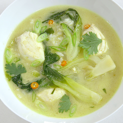Halibut Poached in Green Curry Broth