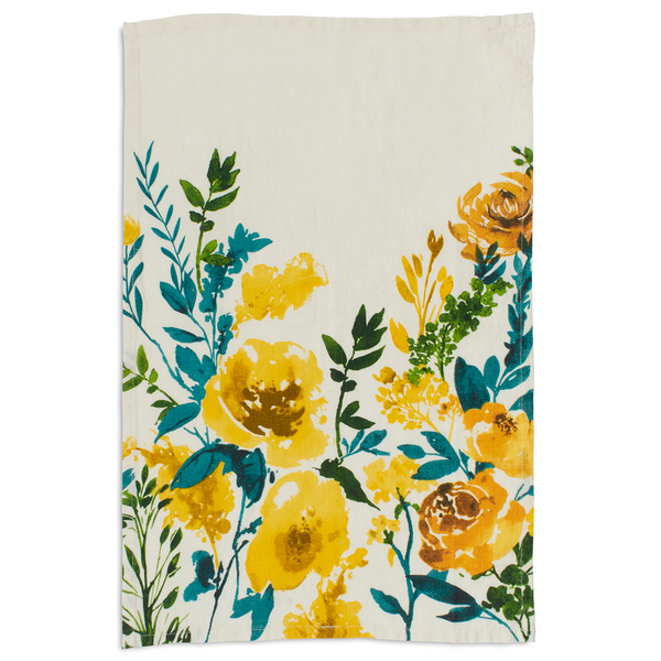 Floral Linen Kitchen Towel, 28&#34; x 18&#34;
