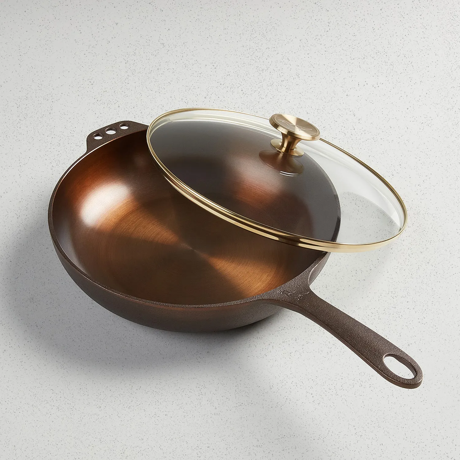 Smithey Polished Cast Iron Deep Skillet with Lid, 11"