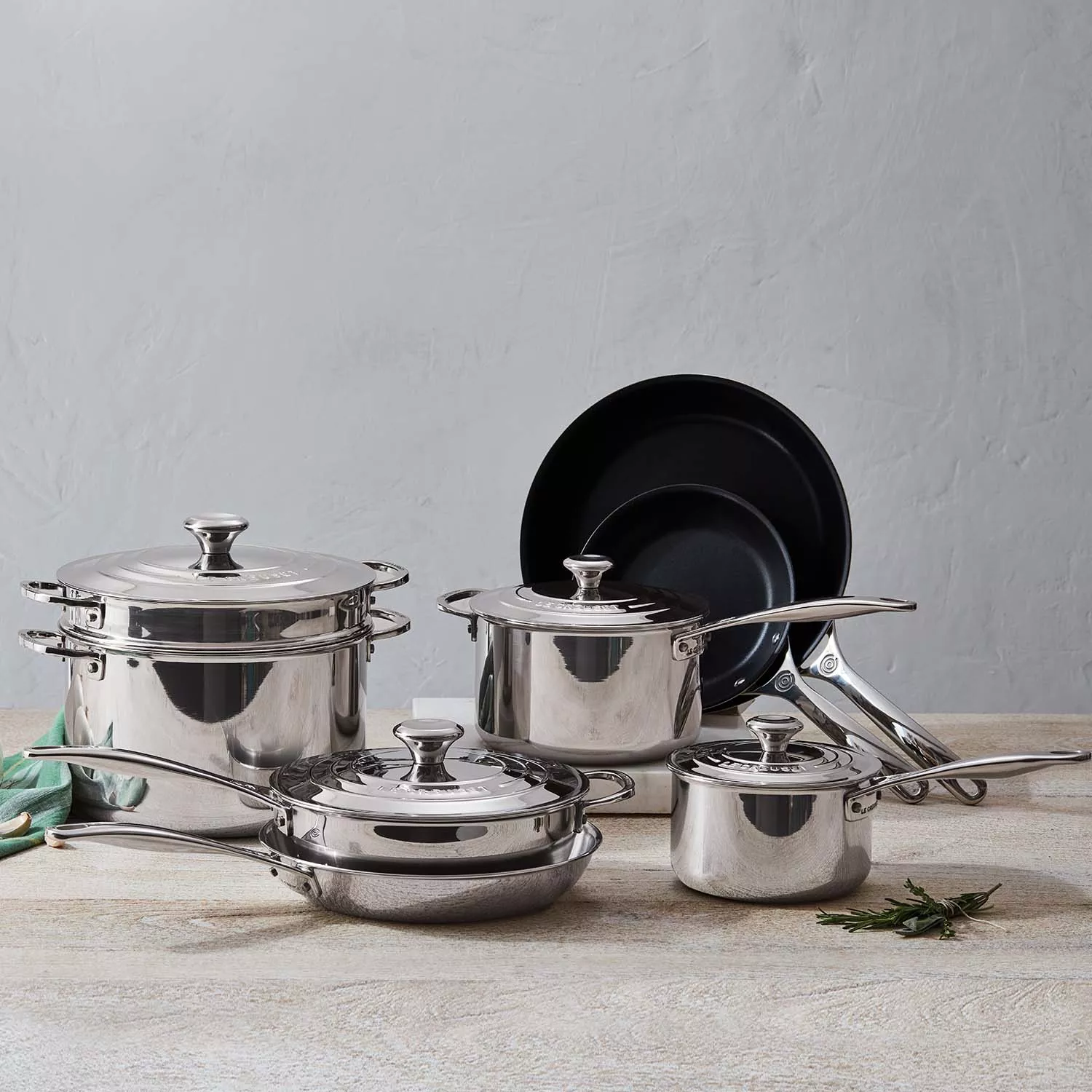 LE CREUSET - 3-ply Stainless Steel four-piece saucepan set