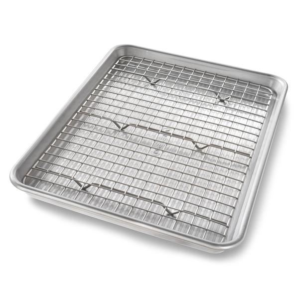 USA Pan Quarter Sheet Nonstick Pan and Bakeable Nonstick Cooling Rack Set