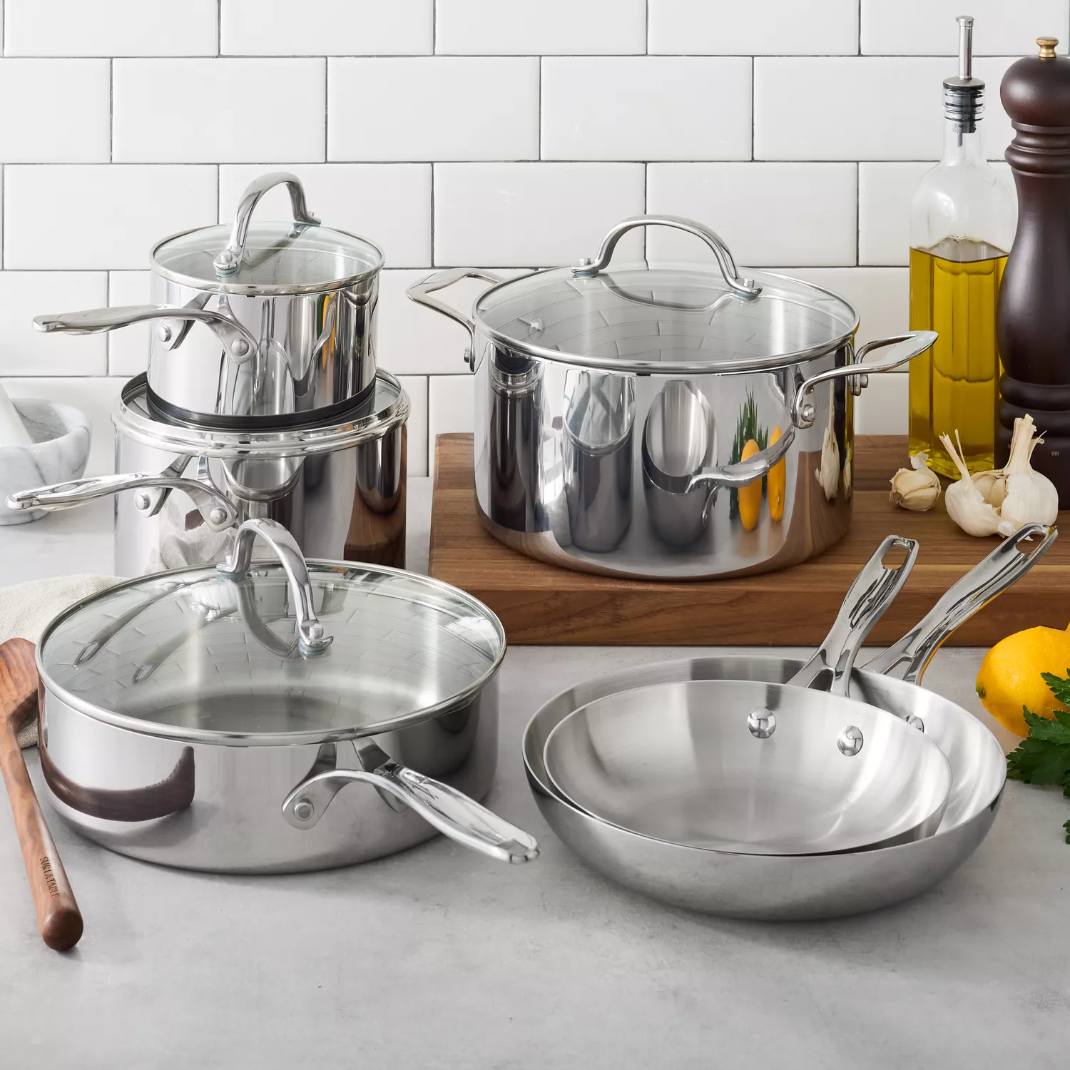 Sur La Table Signature Stainless Steel 10-Piece Cookware Set